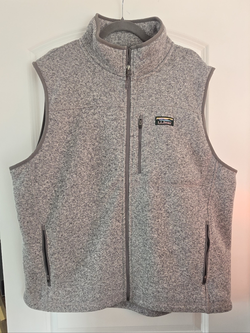 L.L. Bean Gray Heather Full-Zip Fleece Vest